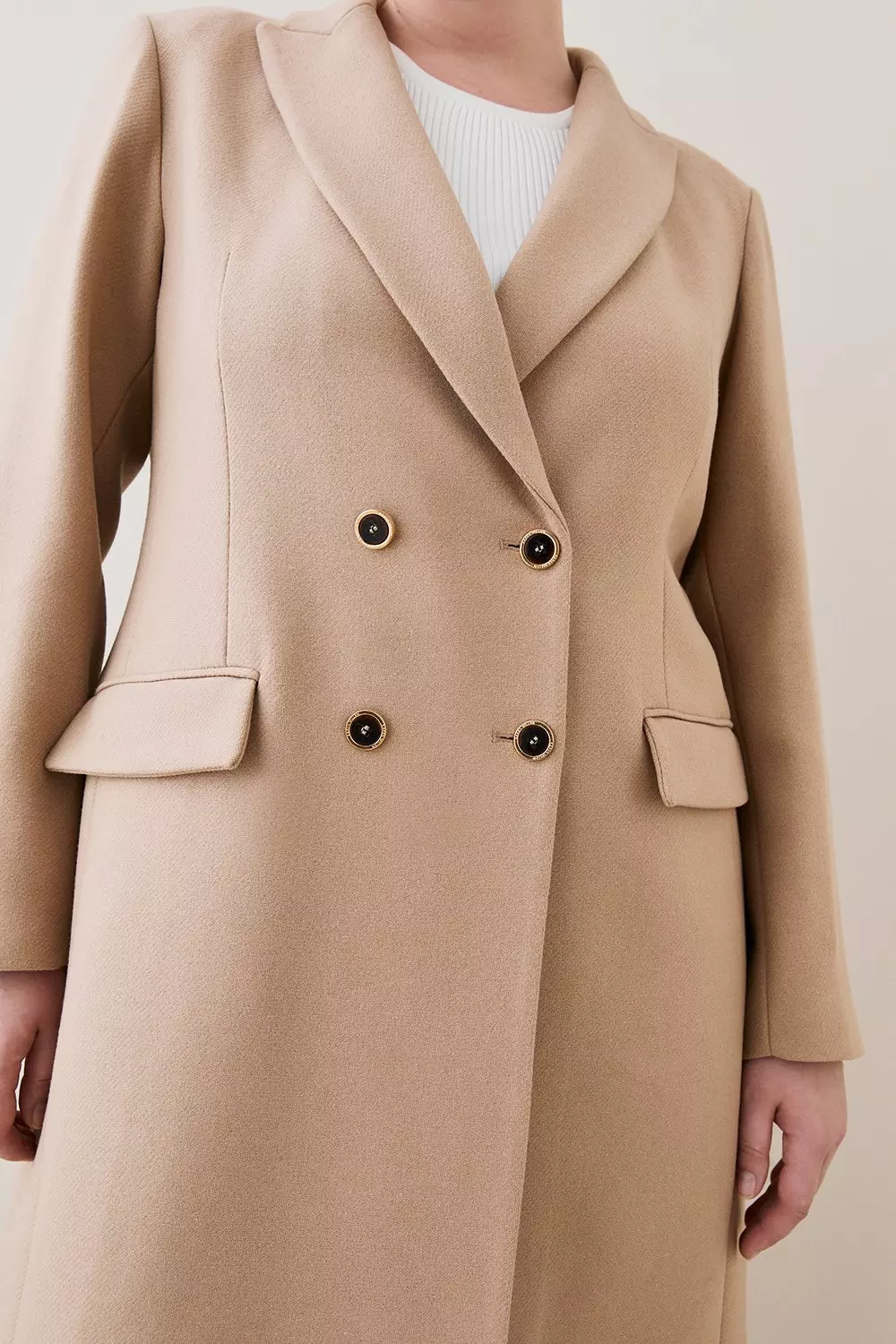 Plus Size Italian Wool Double Breasted Tailored Coat Karen Millen